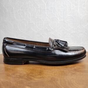 Cole Haan Mens Dress Shoes 10.5 D Black Leather Pinch Tassel Loafer Made in USA